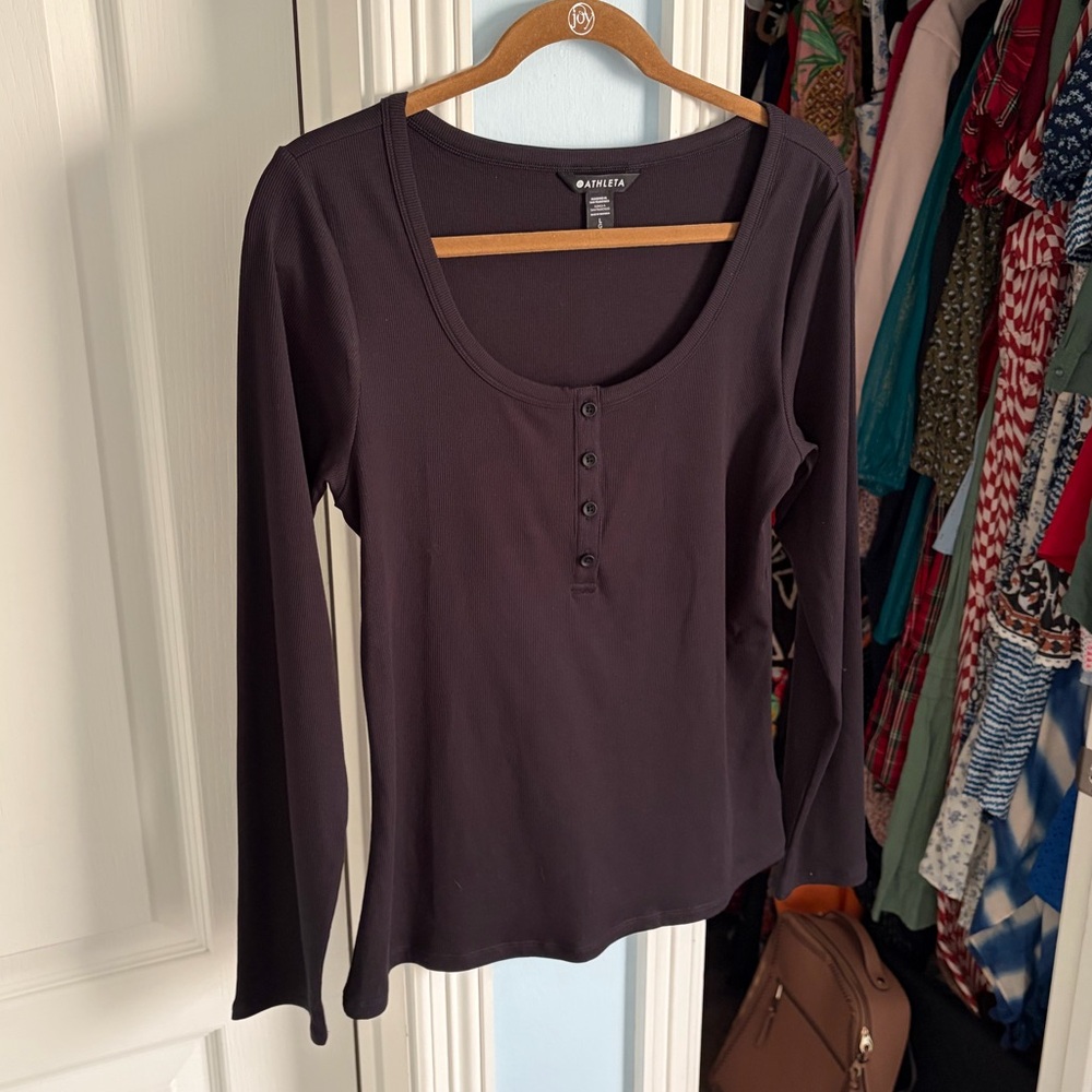 Athleta Signature Rib Henley Top Bundle L
